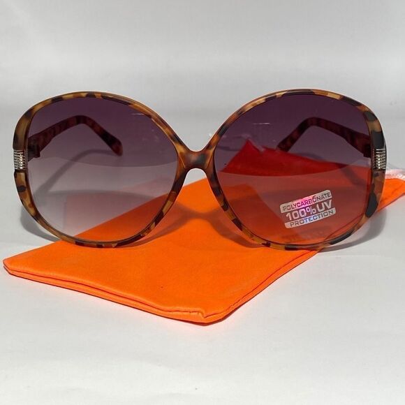 0543 Oversized Round Tortoise and Silver Sunglasses NWT
